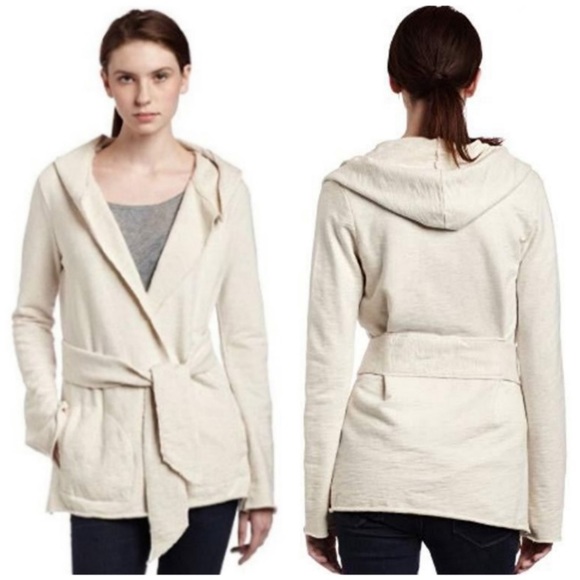 Lucky Brand Jackets & Blazers - Lucky Brand Cream Terry Hooded Belted Jacket
